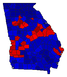 2014 Georgia County Map of General Election Results for Governor