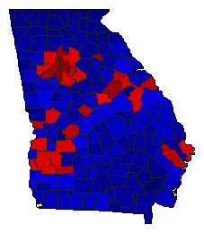 2018 Georgia County Map of General Election Results for Governor