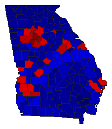 2022 Georgia County Map of General Election Results for Governor