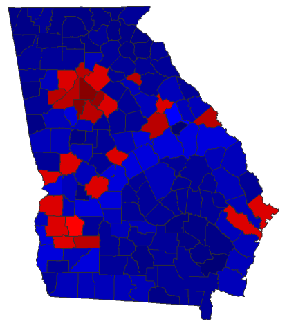 2022 Lt. Gubernatorial General Election - Georgia Election County Map