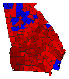 1998 Georgia County Map of General Election Results for Secretary of State