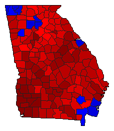 2002 Georgia County Map of General Election Results for Secretary of State