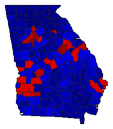 2014 Georgia County Map of General Election Results for Secretary of State