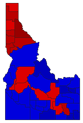 1986 Idaho County Map of General Election Results for Lt. Governor