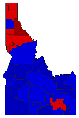 1990 Idaho County Map of General Election Results for State Treasurer