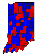 1898 Indiana County Map of General Election Results for Secretary of State
