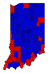 1968 Indiana County Map of General Election Results for Secretary of State