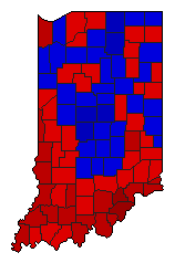 1990 Indiana County Map of General Election Results for Secretary of State
