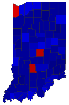 2022 State Treasurer General Election - Indiana Election County Map