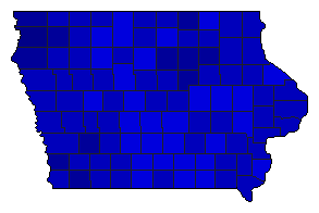 1966 Iowa County Map of General Election Results for Senator