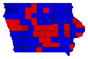 1968 Iowa County Map of General Election Results for Senator