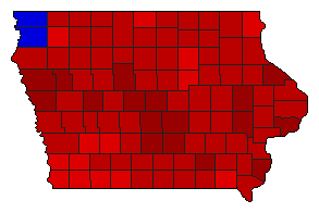 1964 Iowa County Map of General Election Results for Governor