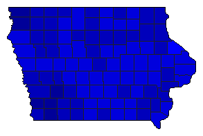 1972 Iowa County Map of General Election Results for Governor