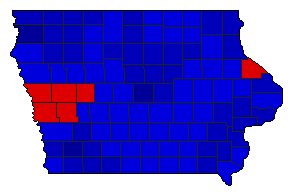 1974 Iowa County Map of General Election Results for Governor