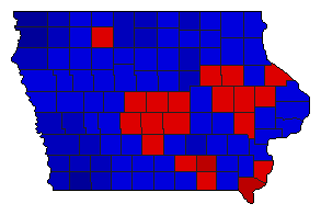 1986 Iowa County Map of General Election Results for Governor