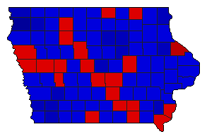 1956 Iowa County Map of General Election Results for Lt. Governor