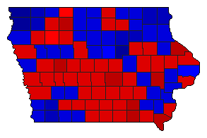 1982 Iowa County Map of General Election Results for Lt. Governor