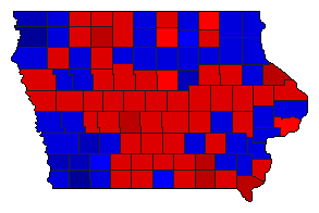 1986 Iowa County Map of General Election Results for Lt. Governor