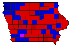 1964 Iowa County Map of General Election Results for Secretary of State