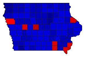 1982 Iowa County Map of General Election Results for Secretary of State