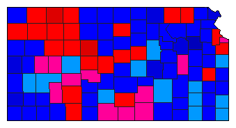 1914 Kansas County Map of General Election Results for State Treasurer