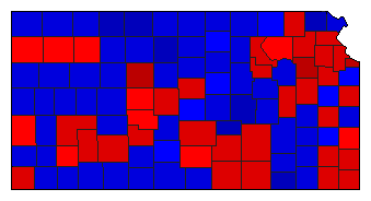 1974 Kansas County Map of General Election Results for State Treasurer