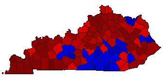 1975 Kentucky County Map of General Election Results for State Auditor