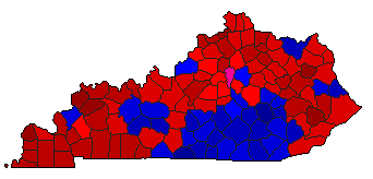 1971 Kentucky County Map of General Election Results for Governor