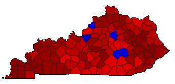 1987 Kentucky County Map of General Election Results for Governor