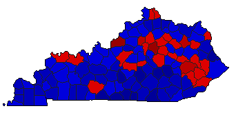 2023 Kentucky County Map of General Election Results for Governor