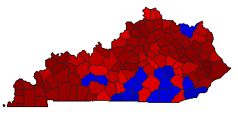 1991 Kentucky County Map of General Election Results for Lt. Governor