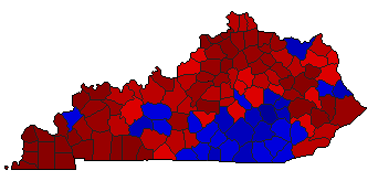 1975 Kentucky County Map of General Election Results for Secretary of State