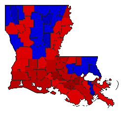 1986 Louisiana County Map of General Election Results for Senator