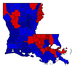 2019 Louisiana County Map of General Election Results for Governor