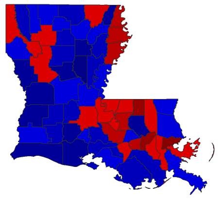 2019 Gubernatorial General Election - Louisiana Election County Map
