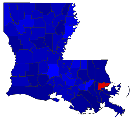 2023 Lt. Gubernatorial General Election - Louisiana Election County Map