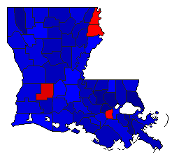 2007 Louisiana County Map of General Election Results for Secretary of State