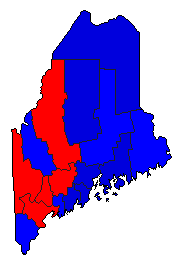1990 Maine County Map of General Election Results for Governor
