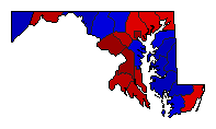 1990 Maryland County Map of General Election Results for Governor