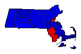 1942 Massachusetts County Map of General Election Results for Secretary of State