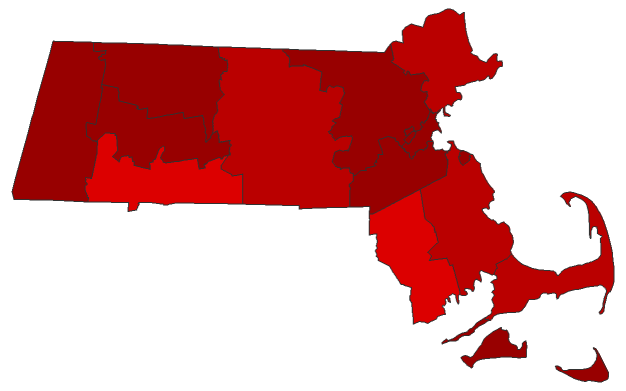 2022 Secretary of the Commonwealth General Election - Massachusetts Election County Map