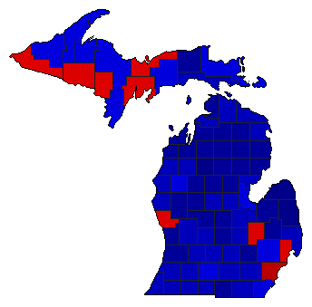 1952 Michigan County Map of General Election Results for State Auditor