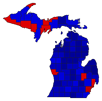 1952 Michigan County Map of General Election Results for Senator