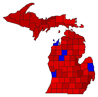 1970 Michigan County Map of General Election Results for Senator