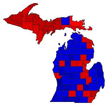 1984 Michigan County Map of General Election Results for Senator