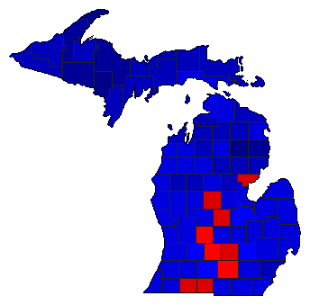 1896 Michigan County Map of General Election Results for Governor