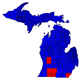 1916 Michigan County Map of General Election Results for Governor