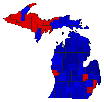 1952 Michigan County Map of General Election Results for Governor