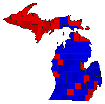 1954 Michigan County Map of General Election Results for Governor