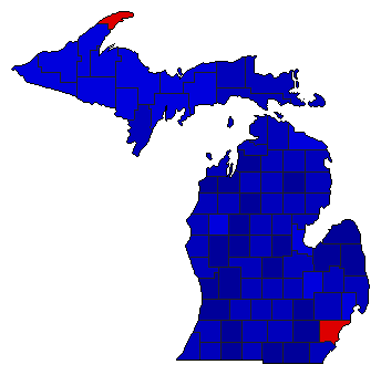 1966 Michigan County Map of General Election Results for Governor